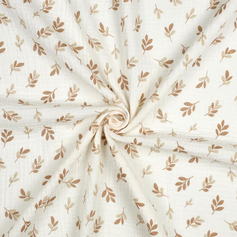 Muślin / Tkanina double crinkle gałązki | Poppy Fabrics – kość słoniowa/mokka,  image number 3