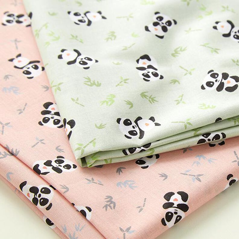 Tkanina bawełniana Kreton przytulanka panda – zieleń,  image number 5