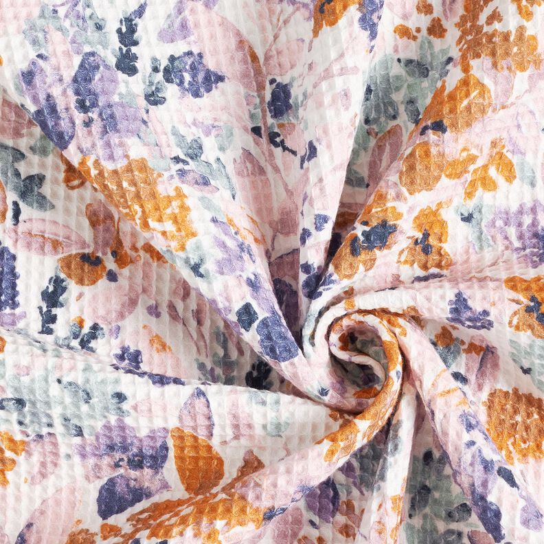 Pika waflowa Akwarelowe kwiaty | Poppy Fabrics – biel/lawendowy, image number 3