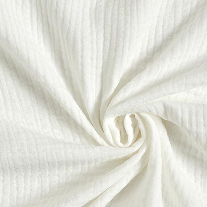 GOTS Trójwarstwowy muślin bawełniany – mleczna biel,  image number 1
