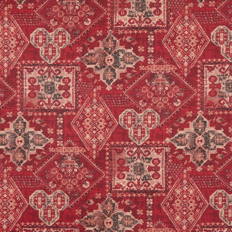 Tkanin dekoracyjna Half panama kilimowy dywan – czerwień karminowa,  image number 1