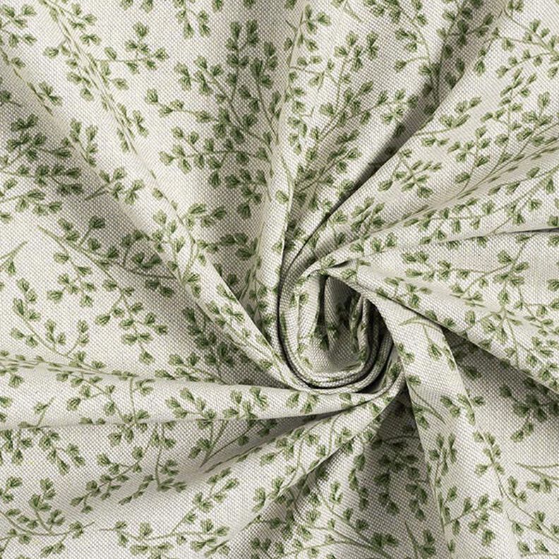Tkanin dekoracyjna Half panama Delikatne pnącza z listkami – naturalny/zieleń liści lipy,  image number 3