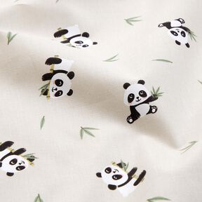 Tkanina bawełniana Kreton uroczy miś panda – naturalny,  Tkanina bawełniana Kreton uroczy miś panda – naturalny,