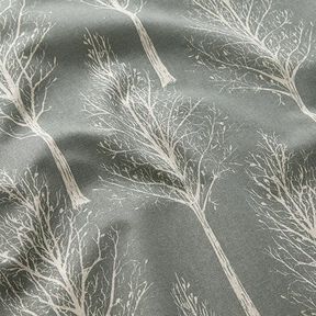 Tkanin dekoracyjna Half panama sylwetka drzewa – zieleń trzcinowa/naturalny, 