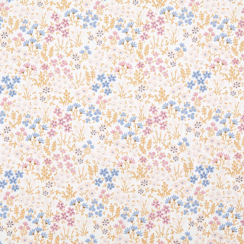 Bawełna powlekana kolorowa łąka kwietna – biel/pastelowy fiolet,  image number 1