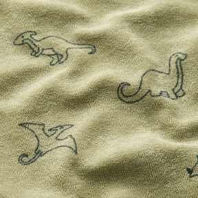 Dzianina frotte dinozaury – greige, 