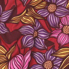LENZING™ EcoVero™ Tkanina wiskozowa kwiaty | Poppy Fabrics – merlot/brzoskwinia, 