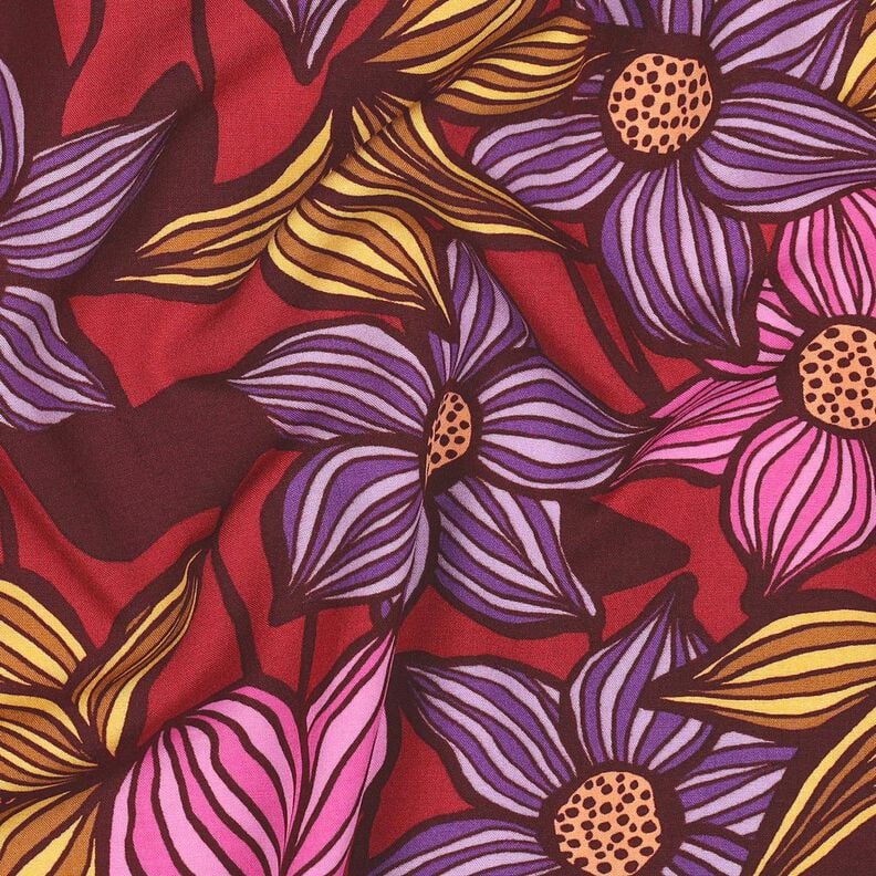 LENZING™ EcoVero™ Tkanina wiskozowa kwiaty | Poppy Fabrics – merlot/brzoskwinia,  image number 2