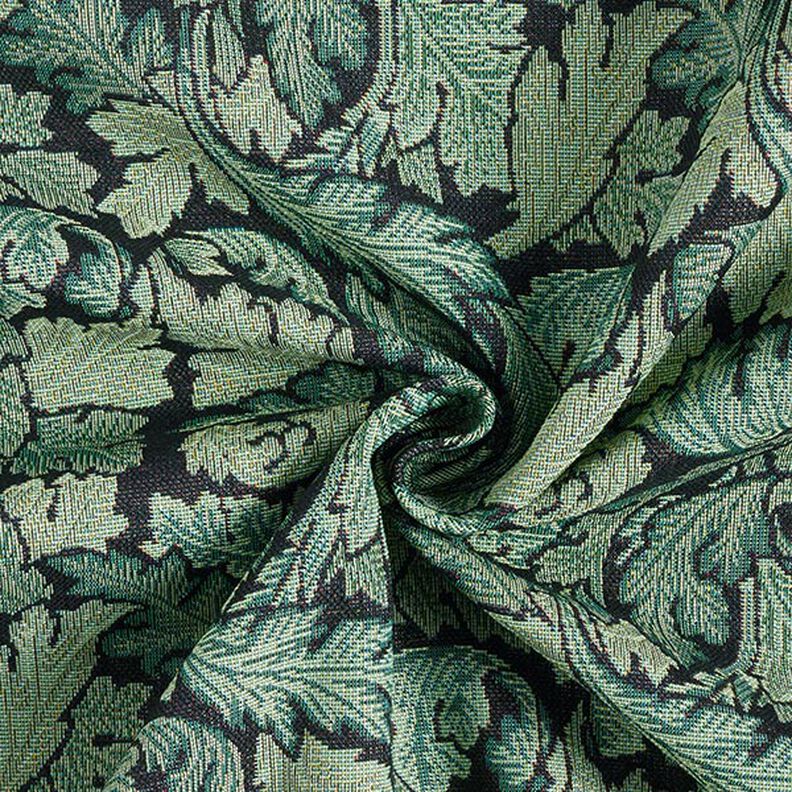 Tkanin dekoracyjna Gobelin barokowy motyw liści – ciemna zieleń/zieleń trzcinowa,  image number 3