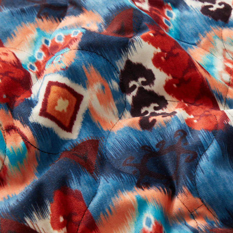 Welurowa tkanina pikowana, trójwarstwowa, wzór retro – mix kolorów,  image number 3