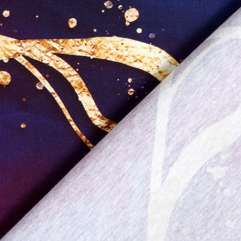 Dżersej bawełniany bajeczny mrmur | Glitzerpüppi  – czerwona lilia/stare złoto,  image number 4