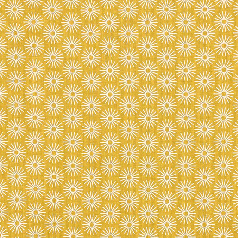 Dżersej bawełniany w 
błyszczące kwiaty – żółty curry,  image number 1