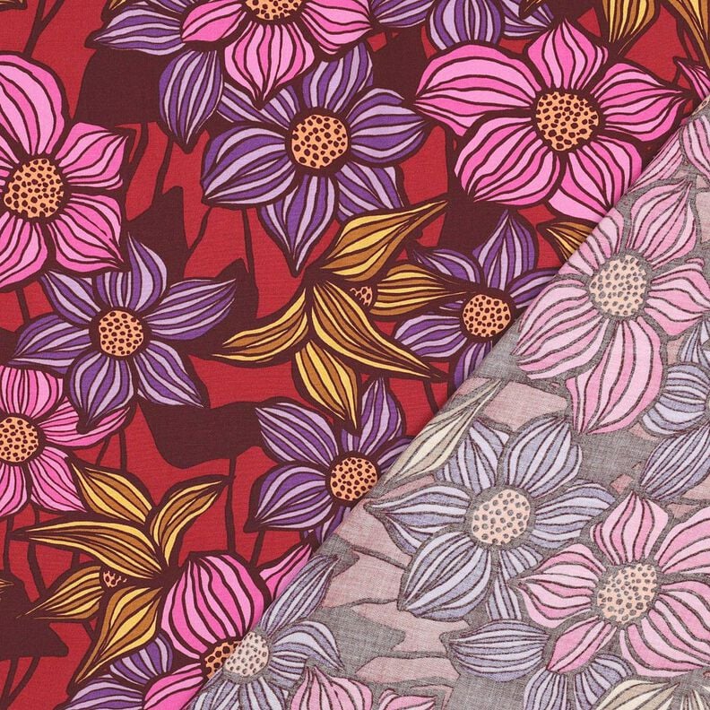 LENZING™ EcoVero™ Tkanina wiskozowa kwiaty | Poppy Fabrics – merlot/brzoskwinia,  image number 4