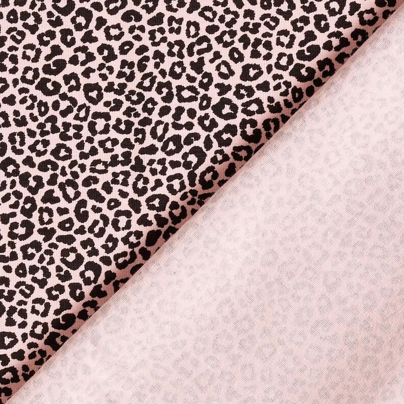 Dżersej bawełniany miniaturowy nadruk w panterkę – jasny róż/czerń,  image number 4