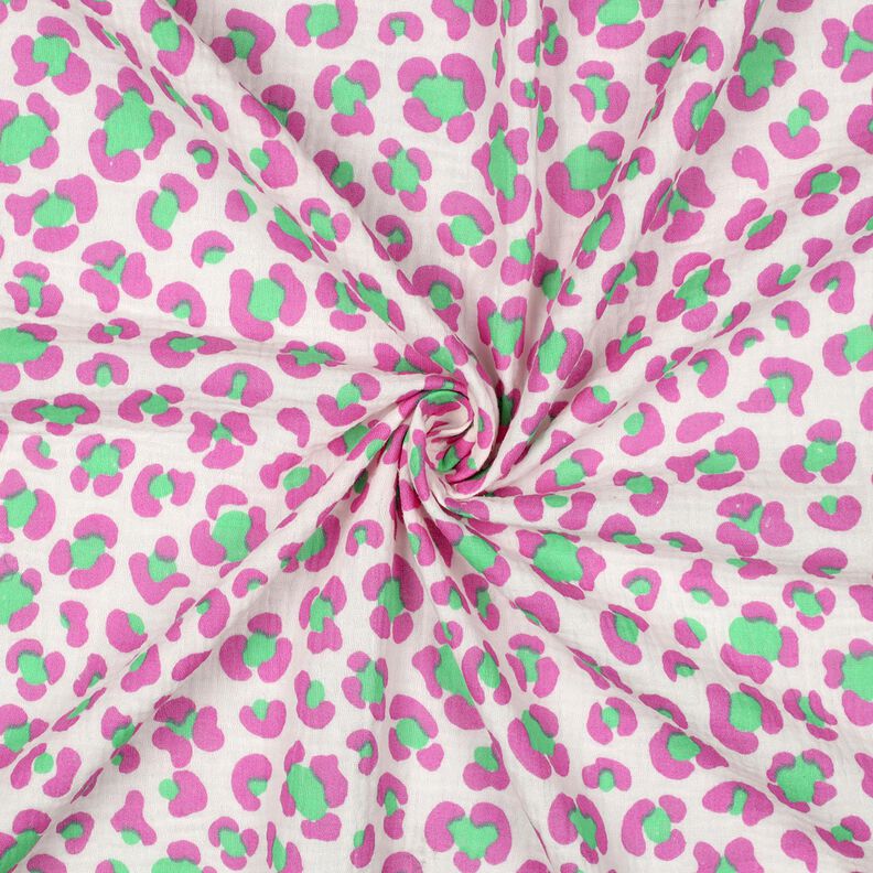 Muślin / Tkanina double crinkle kolorowa panterka | Poppy Fabrics – kość słoniowa/jasna zieleń, image number 3