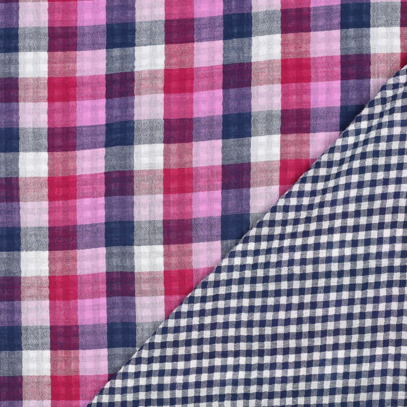 Muślin / Tkanina double crinkle kratka Materiał dwustronny | Poppy Fabrics – lilia/granat, image number 4