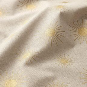 Tkanin dekoracyjna Half panama Złote słońca   – naturalny, 