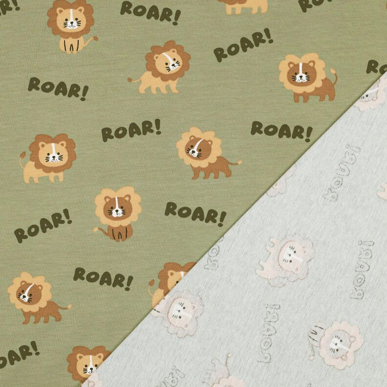 Dżersej bawełniany lew | Poppy Fabrics – pistacja/brąz sarni,  image number 4