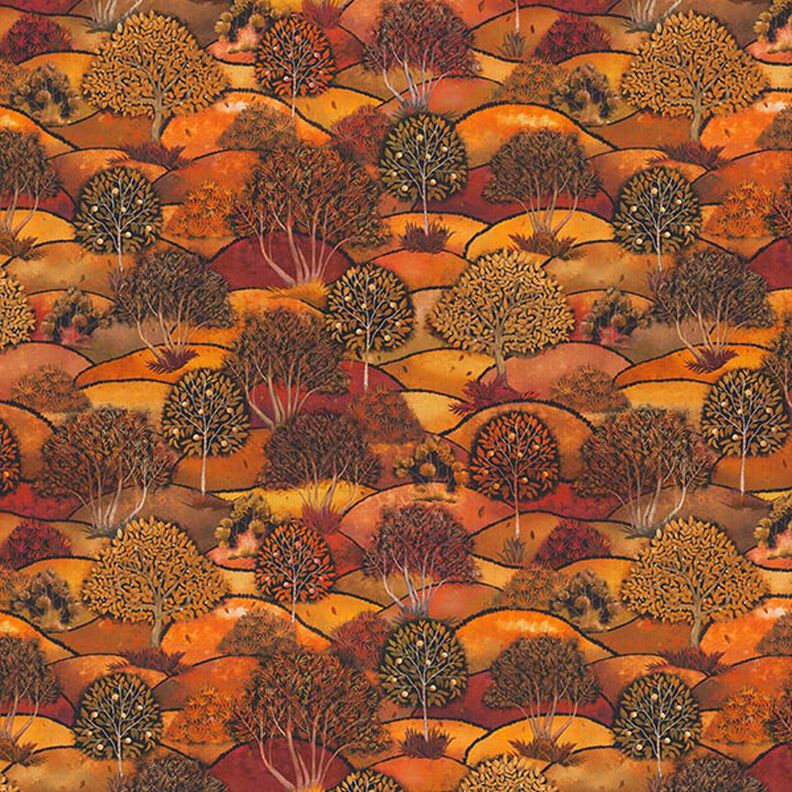 Tkanina dekoracyjna półpanama z nadrukiem cyfrowym Krajobraz jesienny – brąz/pomarańcza,  image number 1