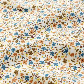 Tkanina bawełniana Kreton rozrzucone kwiaty – jasnobeżowy/jasny brąz, 