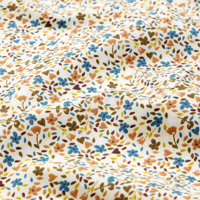 Tkanina bawełniana Kreton rozrzucone kwiaty – jasnobeżowy/jasny brąz,  image number 2