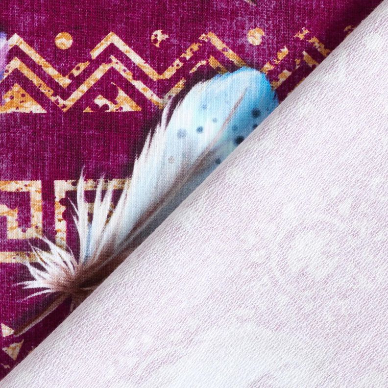 French Terry pióra w stylu boho | Glitzerpüppi  – winogronowy/homar,  image number 4