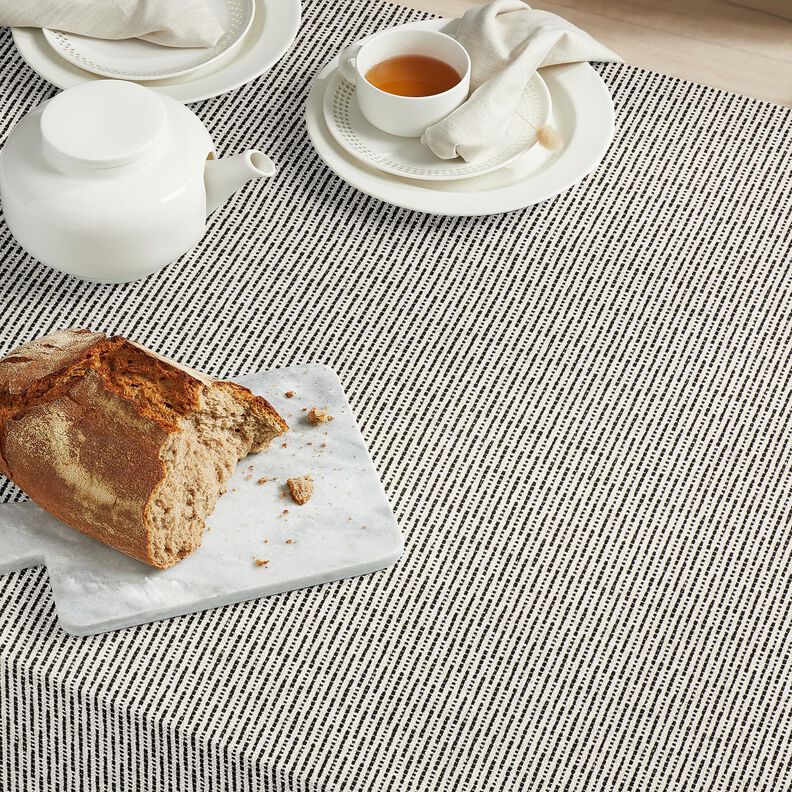 Tkanin dekoracyjna Żakard rustykalne paski – czerń/naturalny,  image number 5