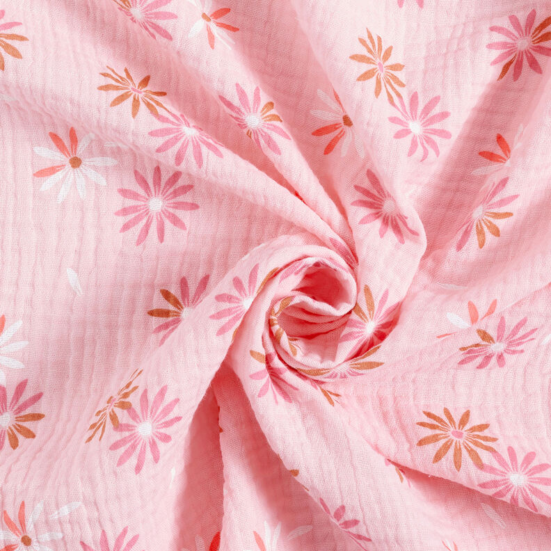 Muślin / Tkanina double crinkle deszcz kwiatów – różowy,  image number 3