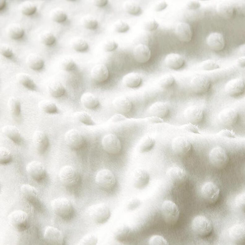 Miękki polar tłoczone kropki – mleczna biel,  image number 2