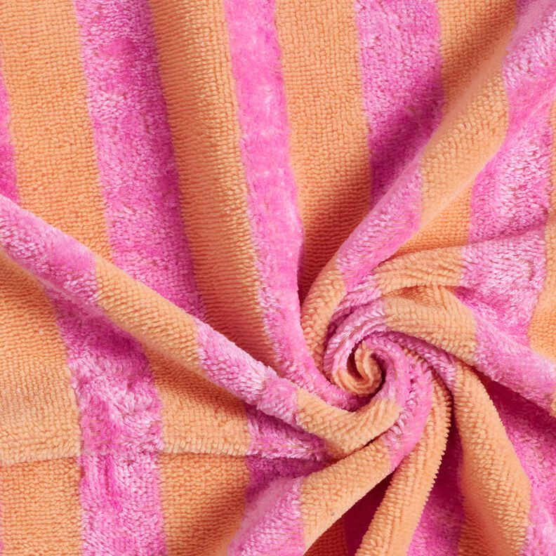 Tkanina frotte Bambus szerokie pasy – jasnopomarańczowy/pink, image number 4