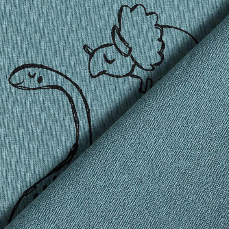 Dzianina dresowa p?telkowa French Terry du?e rysunkowe dinozaury &ndash; b??kit,  image number 4