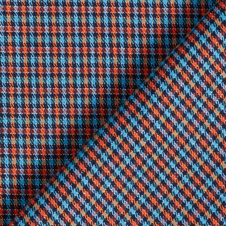 Mieszanka z wiskozą kratka z brokatem – turkus/pomarańcza,  image number 4