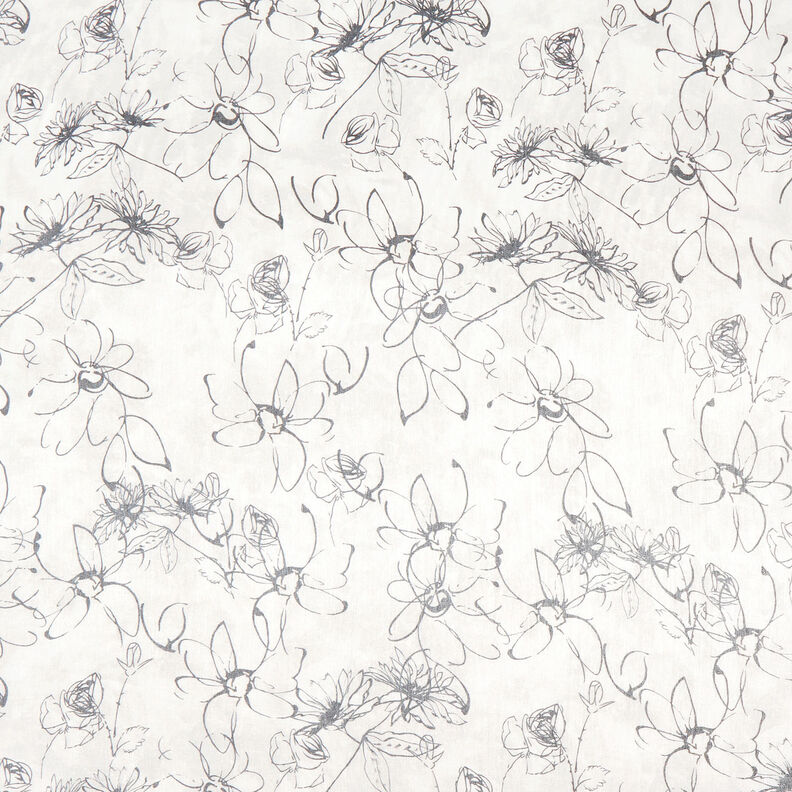 Mieszanka z wiskozą z metalicznym połyskiem i rysunkiem kwiatów – biel/czerń,  image number 1