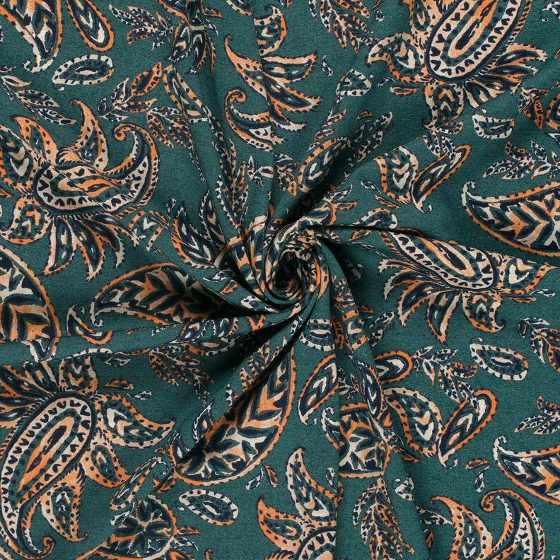 Dżersej romanit Paisley – świerk srebrny/brzoskwiniowopomarańczowy, image number 3