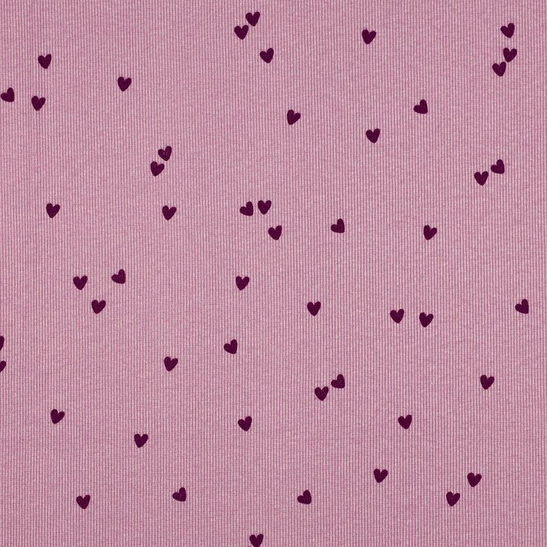 Dżersej prążkowany rozproszone serca | Poppy Fabrics – pastelowy fiolet/merlot, image number 1