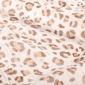 Muślin / Tkanina double crinkle akwarelowy lew nadruk cyfrowy – kość słoniowa, 