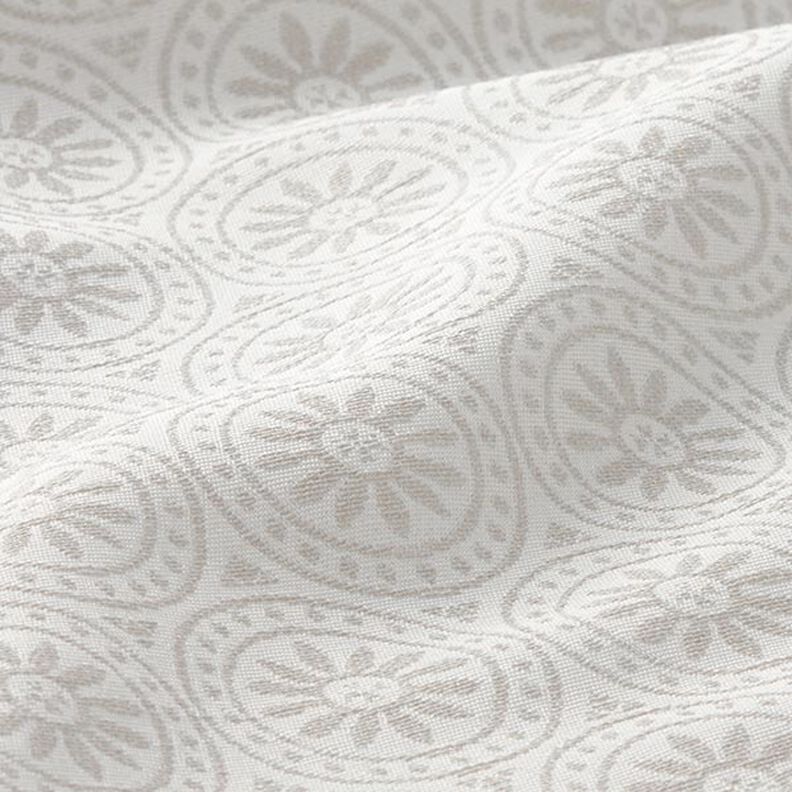 Tkanina outdoor żakard Koliste ornamenty – jasnoszary/mleczna biel,  image number 2
