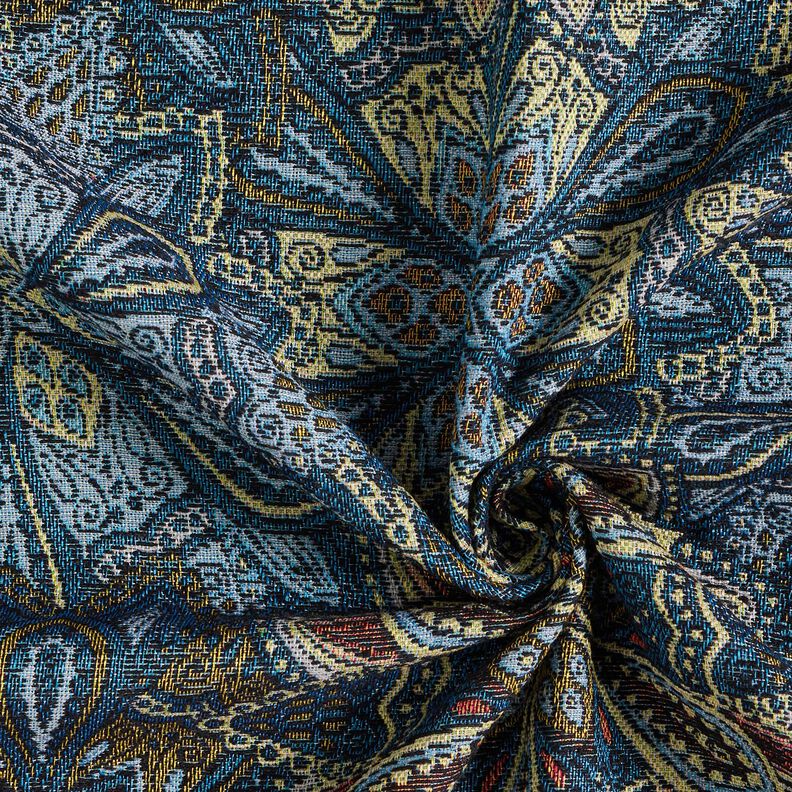 Tkanin dekoracyjna Gobelin mandala z kwiatów – czerń/błękit,  image number 3