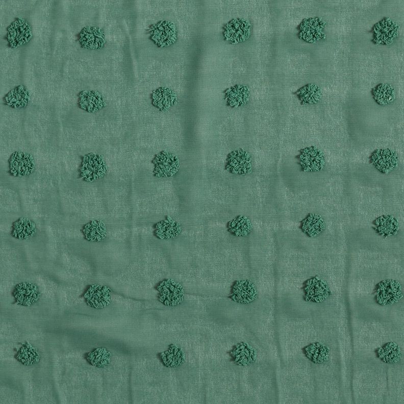 Szyfon w duże kropki dobby – zielony jodłowy,  image number 1