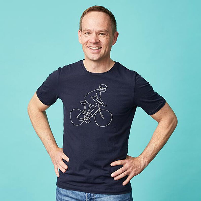 Dżersej bawełniany średniej ciężkości jednokol. – ciemnogranatowy,  image number 3