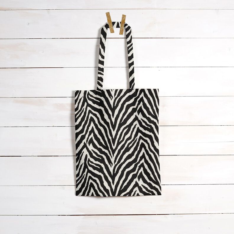 Tkanin dekoracyjna Żakard zebra – kość słoniowa/czerń,  image number 8
