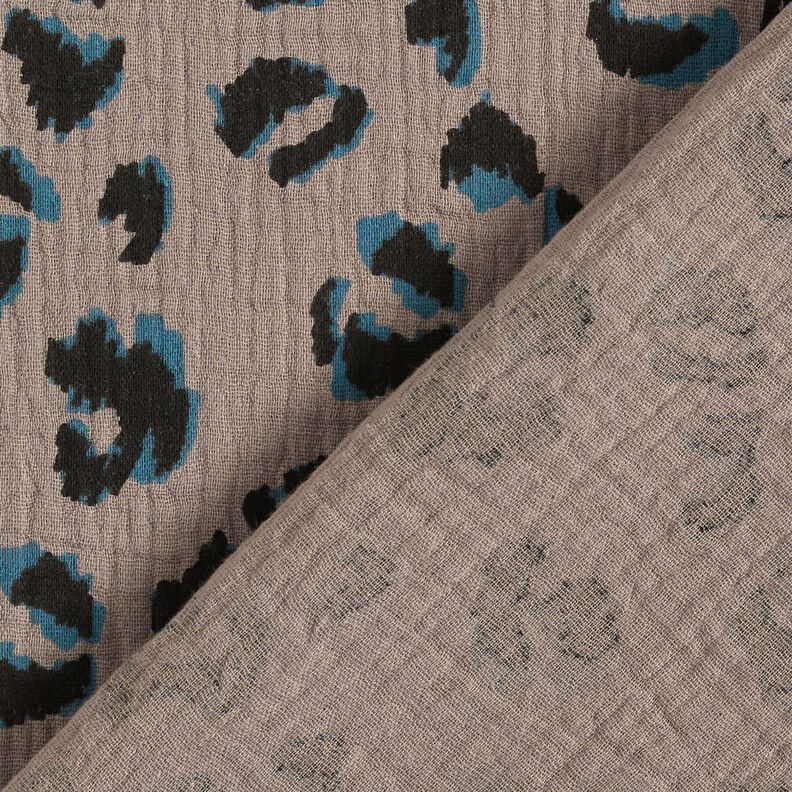 Muślin / Tkanina double crinkle panterka – kreci/petrol, image number 4