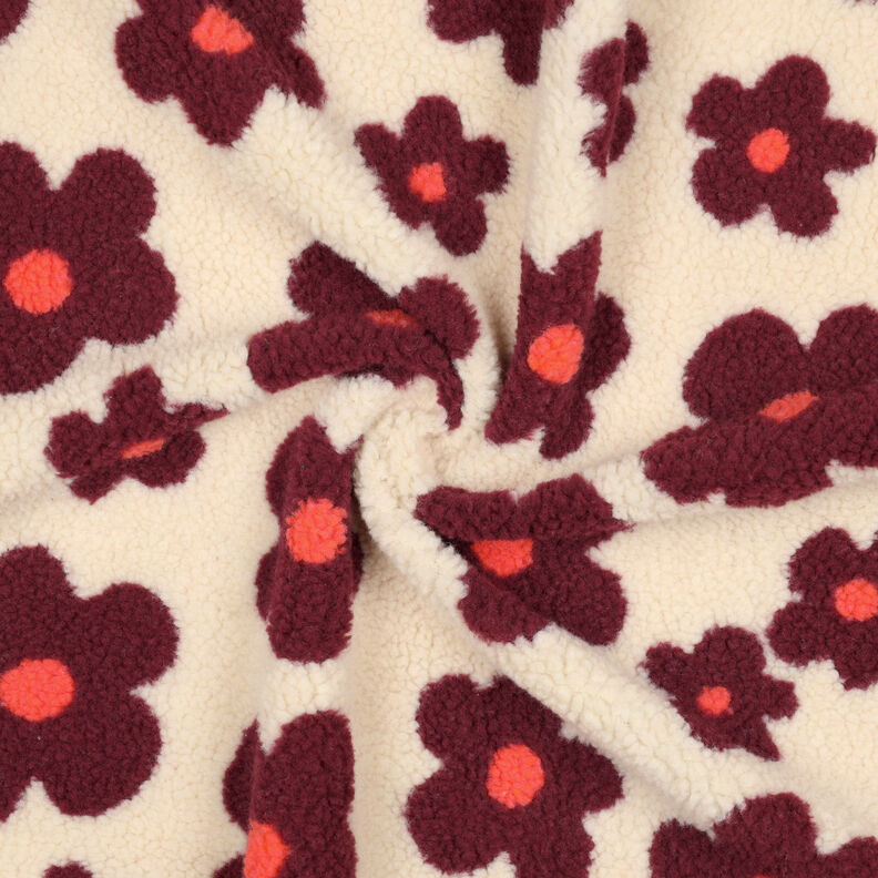 Puszysty plusz kwiaty | Poppy Fabrics – nerkowiec/bordo, image number 4