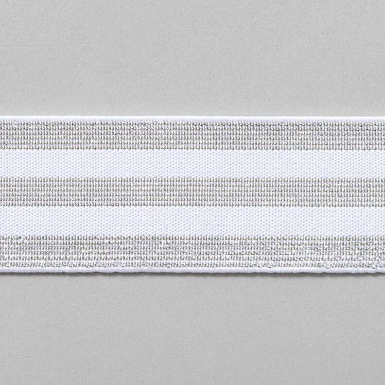Guma w paski [40 mm] – biel/srebro,  image number 1