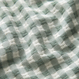 Tkanina bawełniana ze strukturą w kratkę – biel/zieleń trzcinowa, 