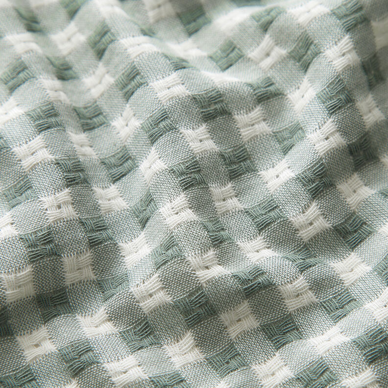 Tkanina bawełniana ze strukturą w kratkę – biel/zieleń trzcinowa,  image number 2