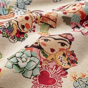 Tkanin dekoracyjna Gobelin artystki &ndash; jasnobeżowy/czerwień, 