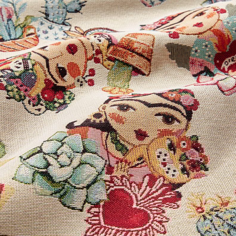 Tkanin dekoracyjna Gobelin artystki &ndash; jasnobeżowy/czerwień,  image number 2