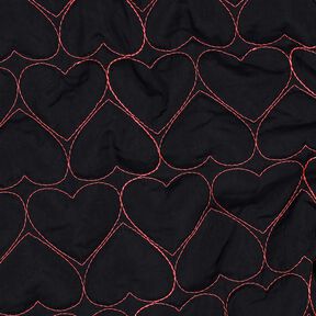 Tkanina pikowana neonowe serca | Poppy Fabrics – czerń/neonowy pink, 