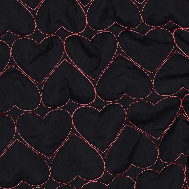 Tkanina pikowana neonowe serca | Poppy Fabrics – czerń/neonowy pink,  image number 2